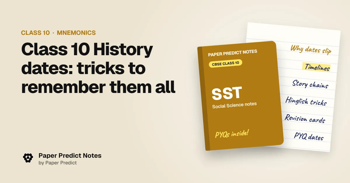 Class 10 History dates: tricks to remember them all — Paper Predict Notes