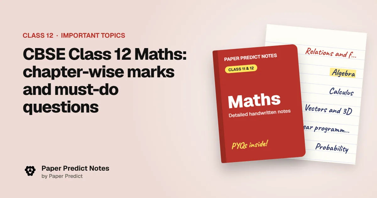 CBSE Class 12 Maths: chapter-wise marks and must-do questions — Paper Predict Notes