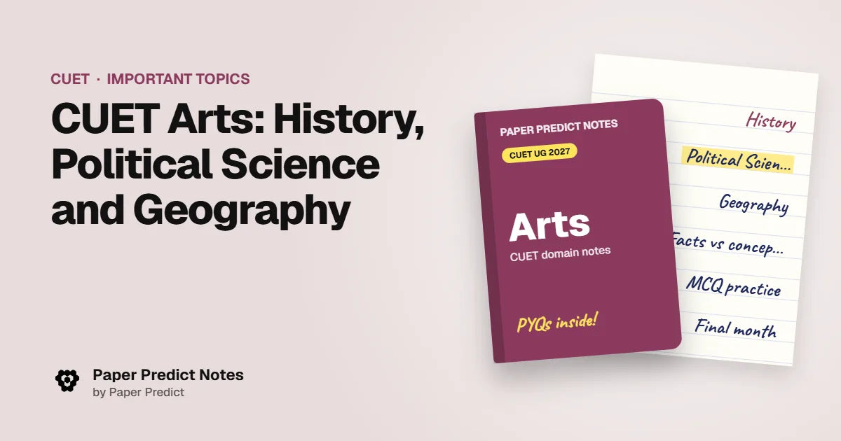 CUET Arts: History, Political Science and Geography — Paper Predict Notes